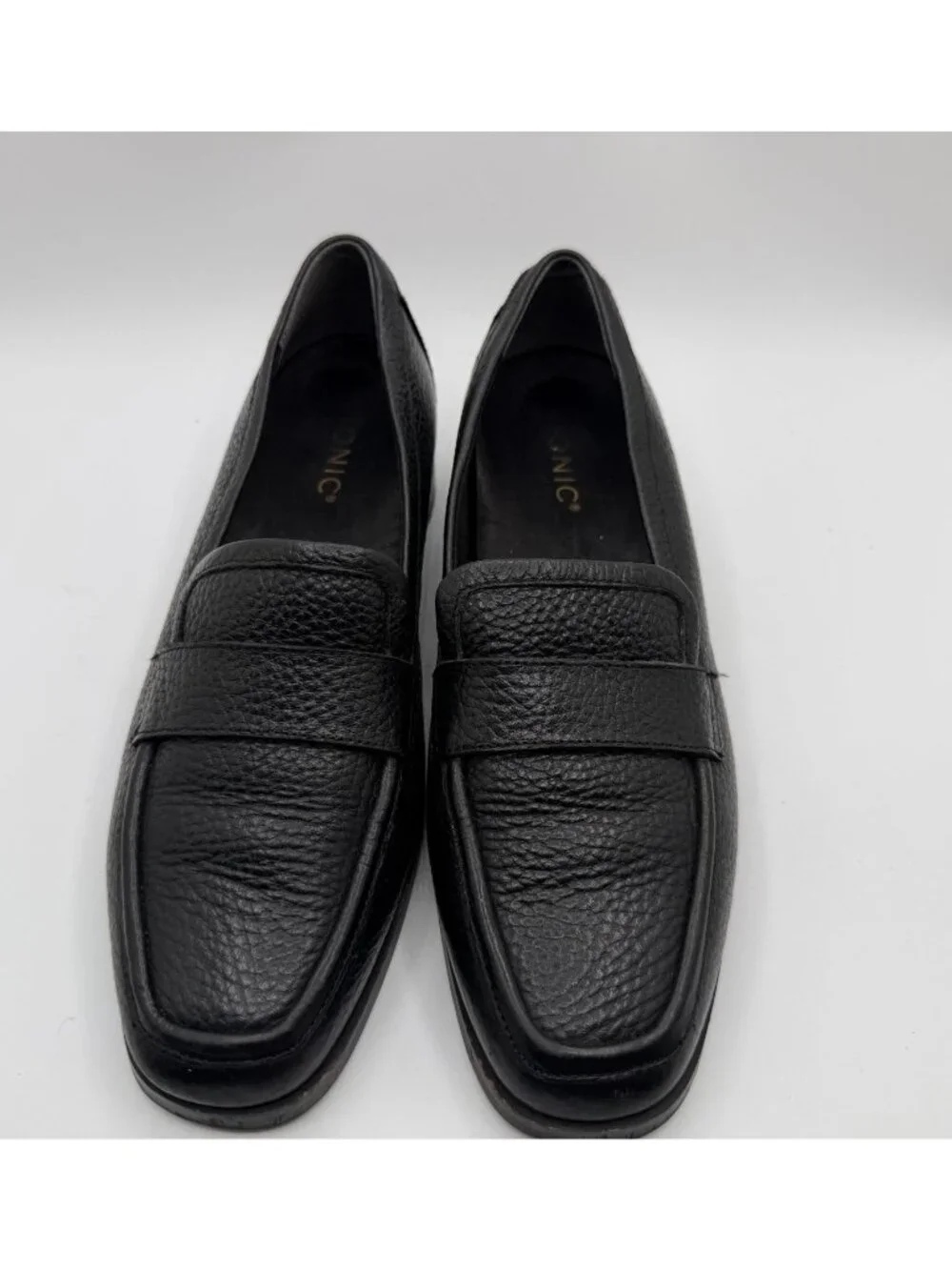 Vionic Sellah Tumbled Leather Penny Loafers Black Women Size 8 Work Casual Shoes